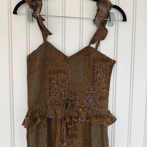 Blue B jumpsuit wide leg paisley boho hippy westerncore patchwork festival flowy